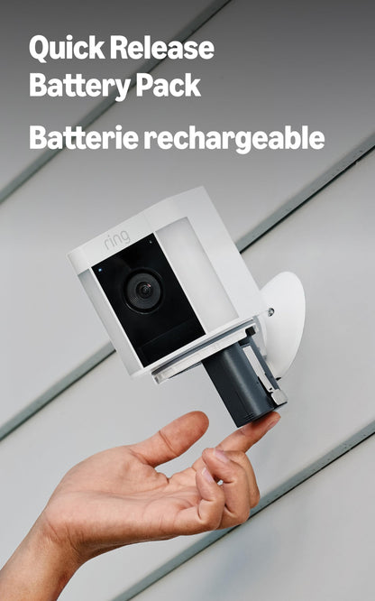 Ring Spotlight Cam Plus, Battery | Two-Way Talk, Colour Night Vision, and Security Siren - White