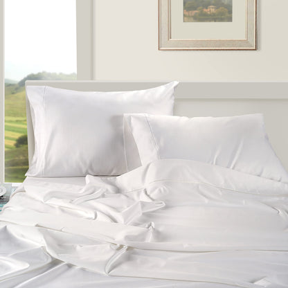 100% Egyptian Cotton Queen Sheets - 1000 Thread Count White Bed Sheets for Queen Size Bed, Long Staple Cotton Bedding Sheets, Sateen Weave, Luxury Hotel Sheets, Fits 17" Mattress