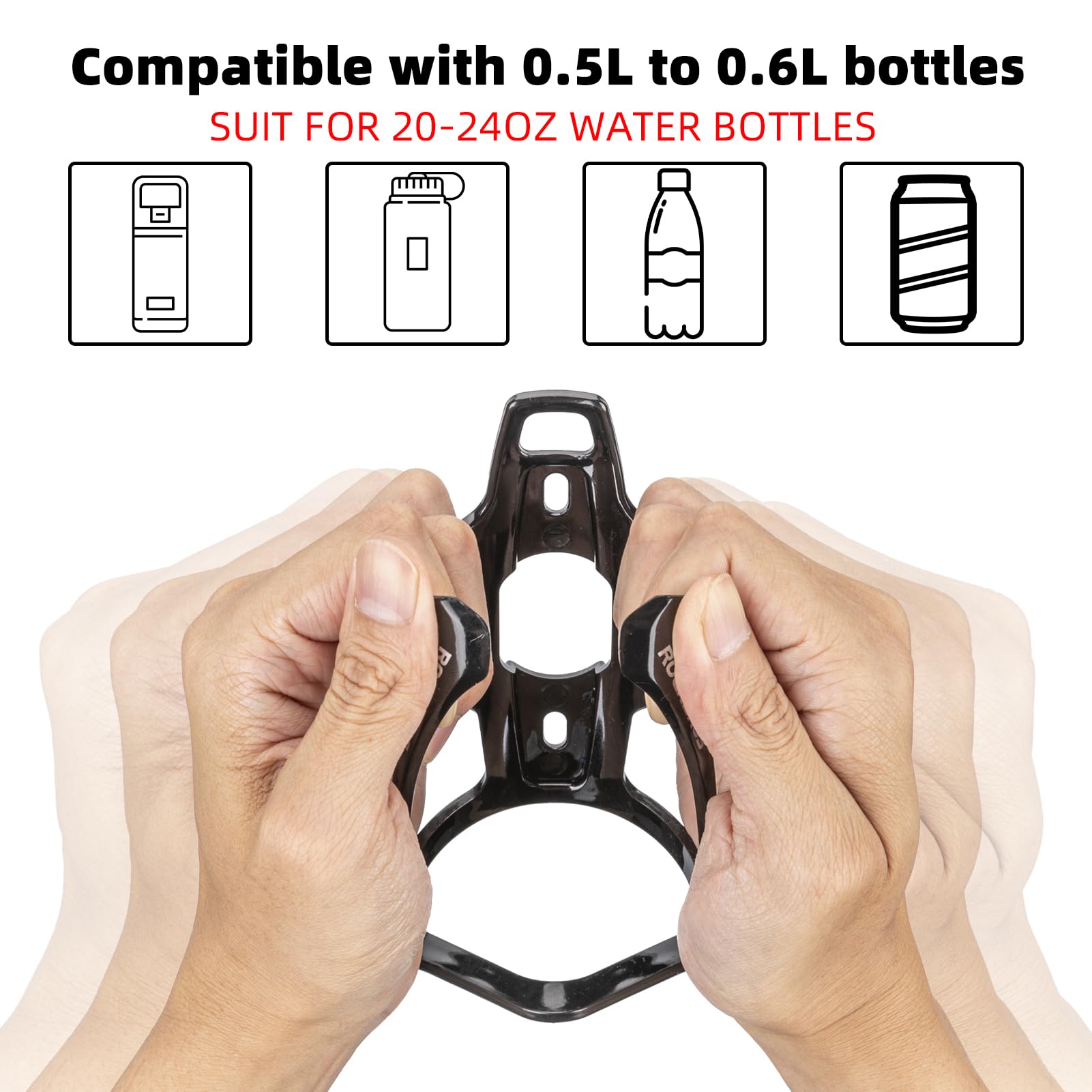 ROCKBROS Bike Water Bottle Holder Ultra-Light Bicycle Bottle Cages with Screws Tool, Universal Bike Cup Holder for Road MTB Mountain Bikes Cycling Accessories（2 Pack）