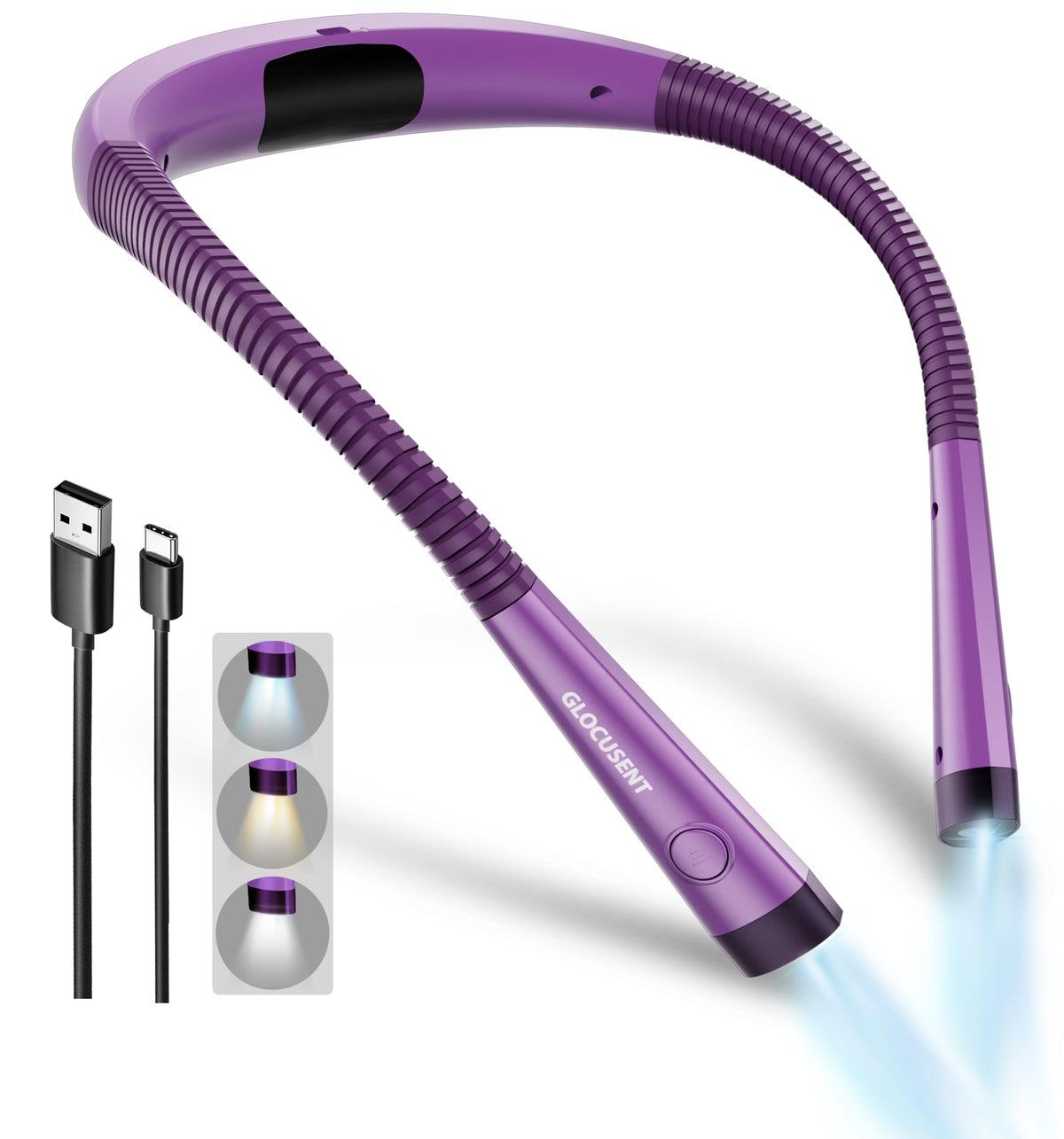 Glocusent Book Light, 80-Hr Rechargeable Reading Light, Bendable Neck Light 🍁 All In One Marketplace Canada