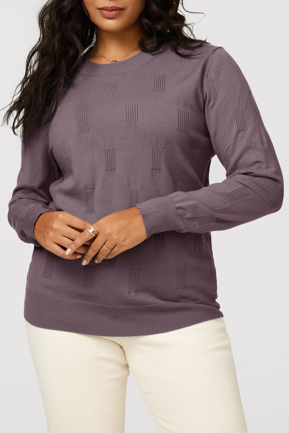 Arach&Cloz Women's Knit Winter Sweater Business Casual Basic Gray Purple M 🍁 All In One Marketplace Canada