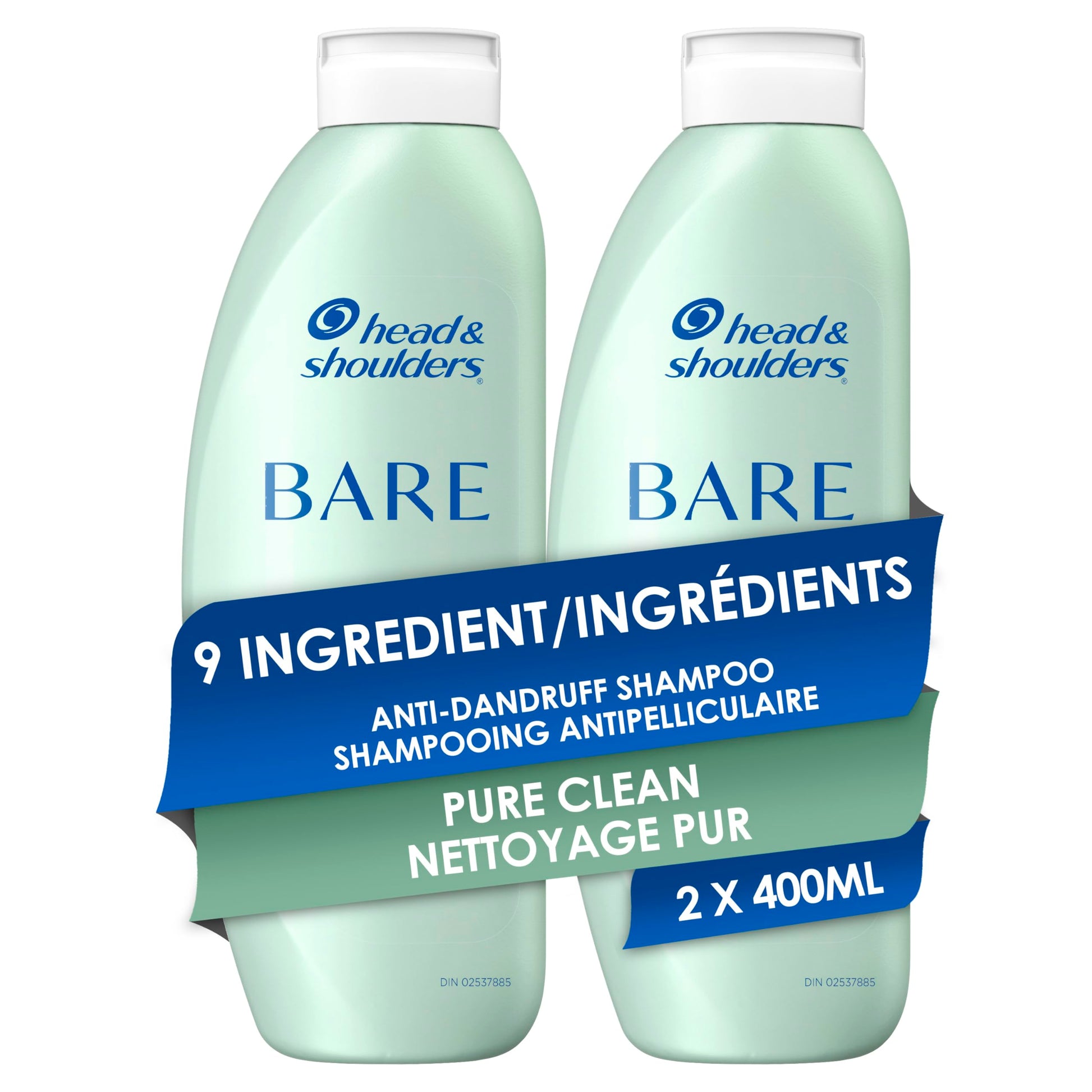Head & Shoulders Anti-Dandruff Shampoo, Bare Pure Clean, 1% Pyrithione Zinc, Oily Scalp Relief, Free of Sulfates, Silicones, Dyes, Dermatologically Accredited by Skin Health Alliance (2x 400mL) Head & Shoulders