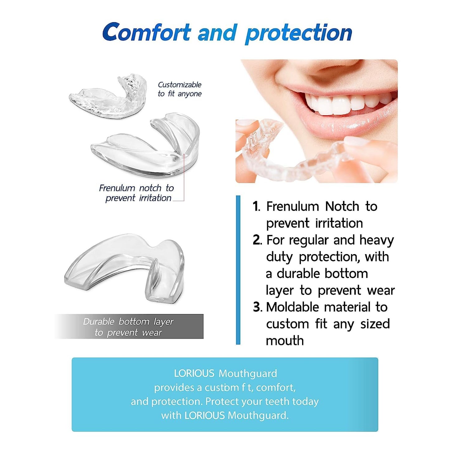 6 Pcs Moldable Mouth Guard for Teeth Grinding & Clenching, Professional Custom Fit Boil and Bite Night Guards for Sleep, 3mm Trimmable Dental Protector for Men Women and Teens - Available at All In One Marketplace Canada
