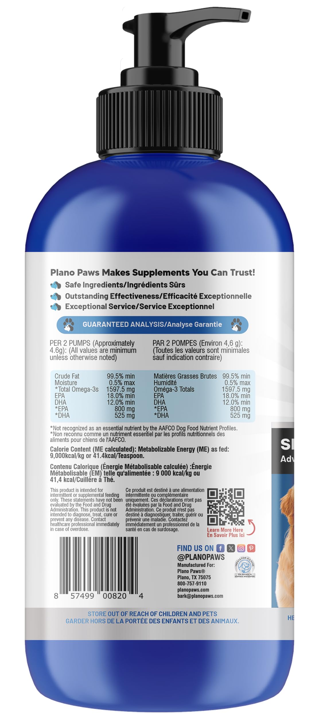 Omega 3 Fish Oil for Dogs – Liquid Dog Fish Oil Supplement – Supports Skin & Coat Health – Joint, Brain & Heart Support – for All Breeds & Ages