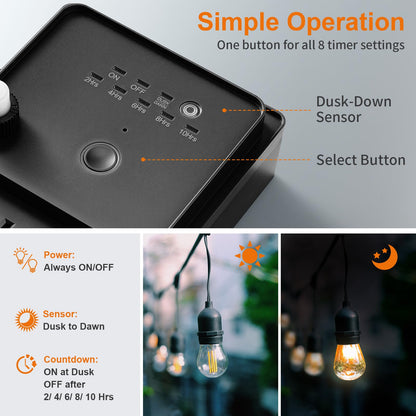 SURAIELEC Outdoor Power Stake Timer, Dusk to Dawn Weatherproof Light Timer 🍁 All In One Marketplace Canada