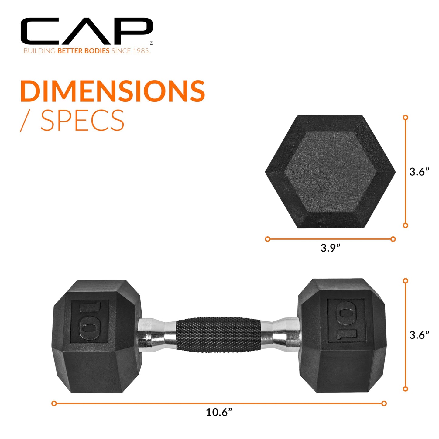 CAP Barbell 10 LB Coated Hex Dumbbell Weight Pair with Padded Grip