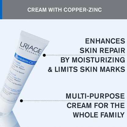 Uriage Bariéderm-CICA Repair Cream With Copper-Zinc & Hyaluronic Acid - Multi-Purpose Cream For Marks, Weakened & Irritated Skin - Face & Body Moisturizer For The Whole Family - 100ml 🍁 All In One Marketplace Canada Uriage
