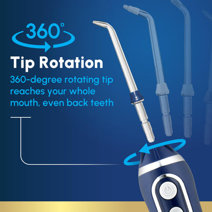 Waterpik Cordless Advanced 2.0 Water Flosser for Teeth, Gums, Braces, Dental Care with Travel Bag & 4 Tips, CDA Validated, Waterproof Rechargeable Handheld, Blue (1 Count) Packaging May Vary - Available at All In One Marketplace Canada