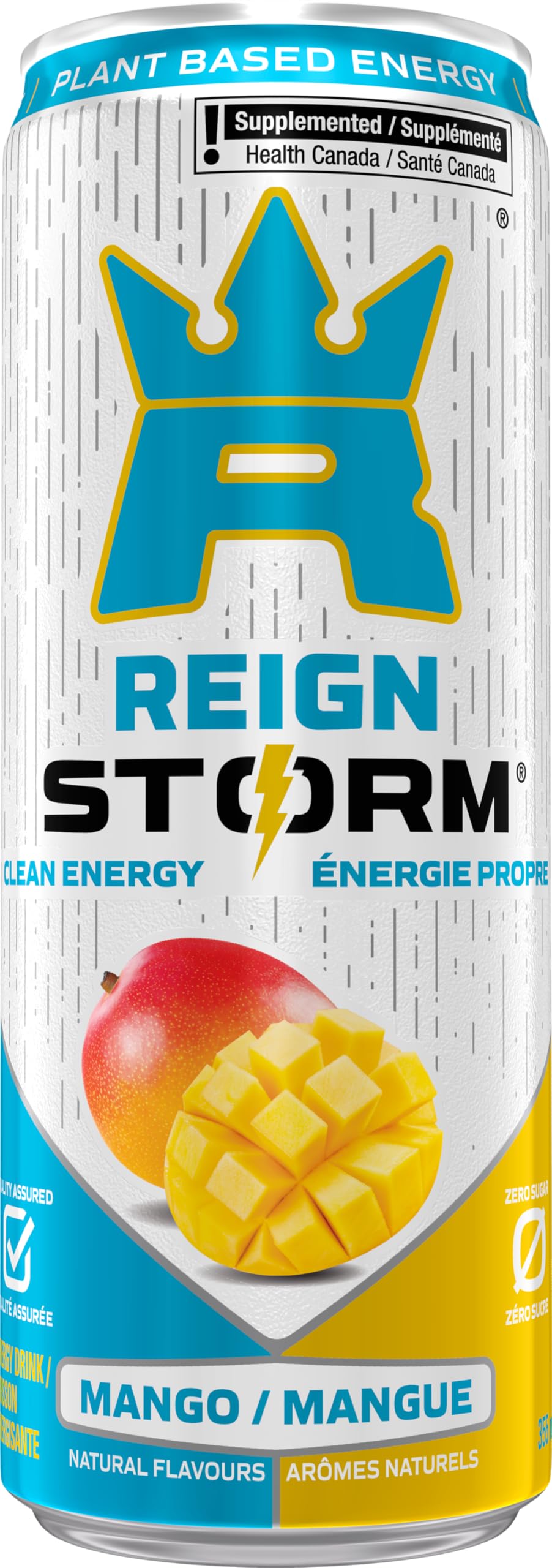 Reign Storm, Mango, 355mL (12 Pack) – Clean Energy Drink, Zero Sugar, Plant-Based, Vegan Reign Storm
