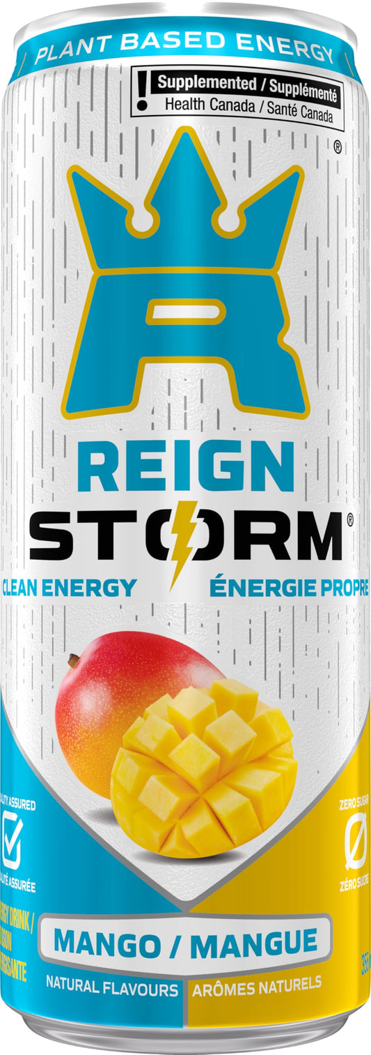 Reign Storm, Mango, 355mL (12 Pack) – Clean Energy Drink, Zero Sugar, Plant-Based, Vegan Reign Storm