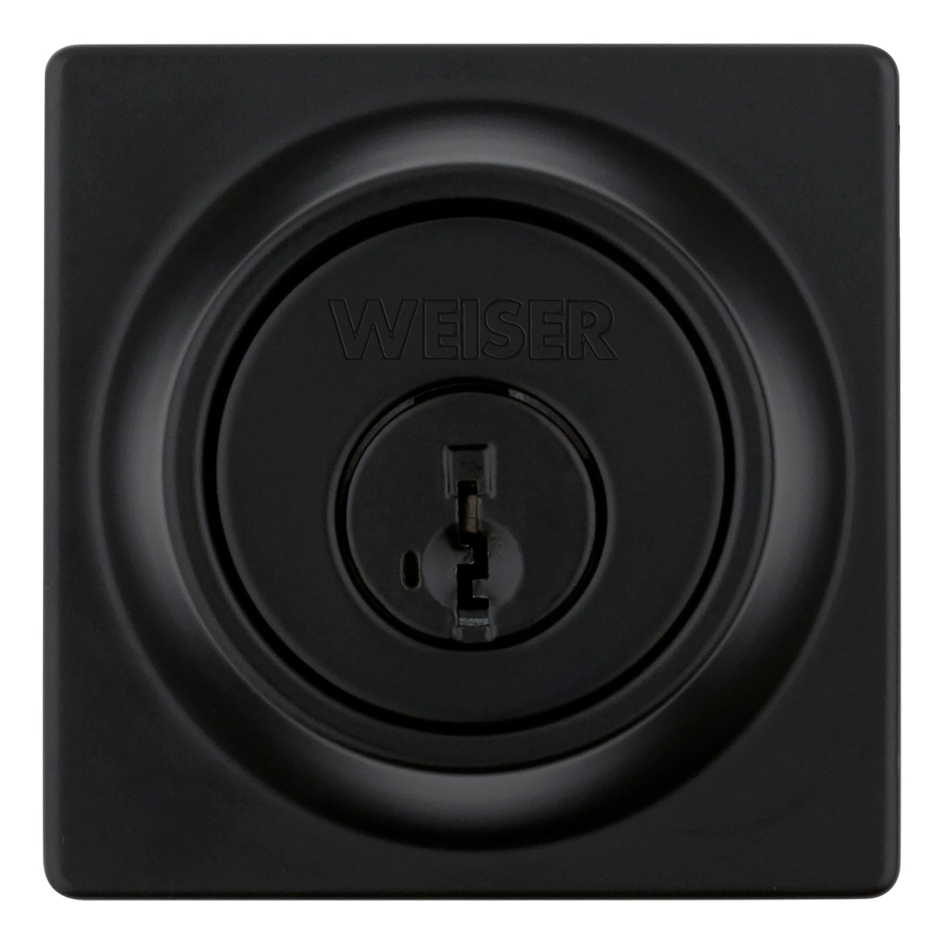 Weiser Elements Matte Black Square Deadbolt Lock, ANSI/BHMA Grade 3 Certified Front Door Lock, Kick Proof, Bump Proof & Anti-theft Exterior Door Lock with Key, Traditional Door Locks for Entry Door Weiser