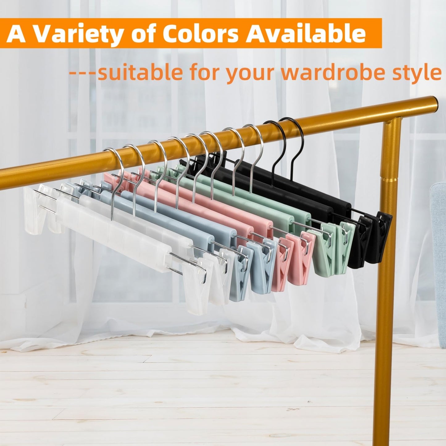 Lamitocs Pants Hangers with Clips, Skirt Hangers, 360 ° Swivel Hooks Space Saving Hangers for Pants, Skirts, Clothes, Jeans (10Pack,Black) - Available at All In One Marketplace Canada