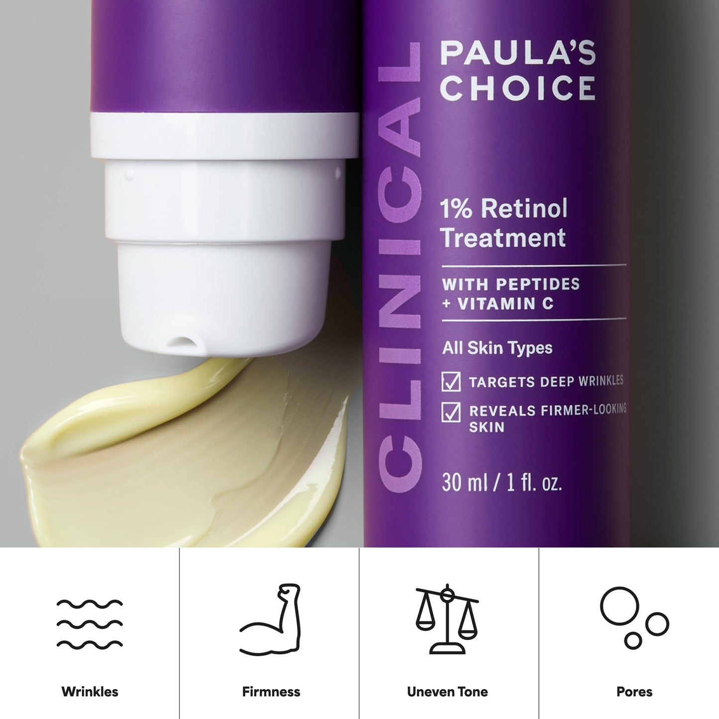 Paula's Choice CLINICAL 1% Retinol Treatment Cream with Peptides, Vitamin C & Licorice Extract, Anti-Aging Treatment for Wrinkles & Loss of Firmness, Fragrance-Free, 30 mL - Available at All In One Marketplace Canada
