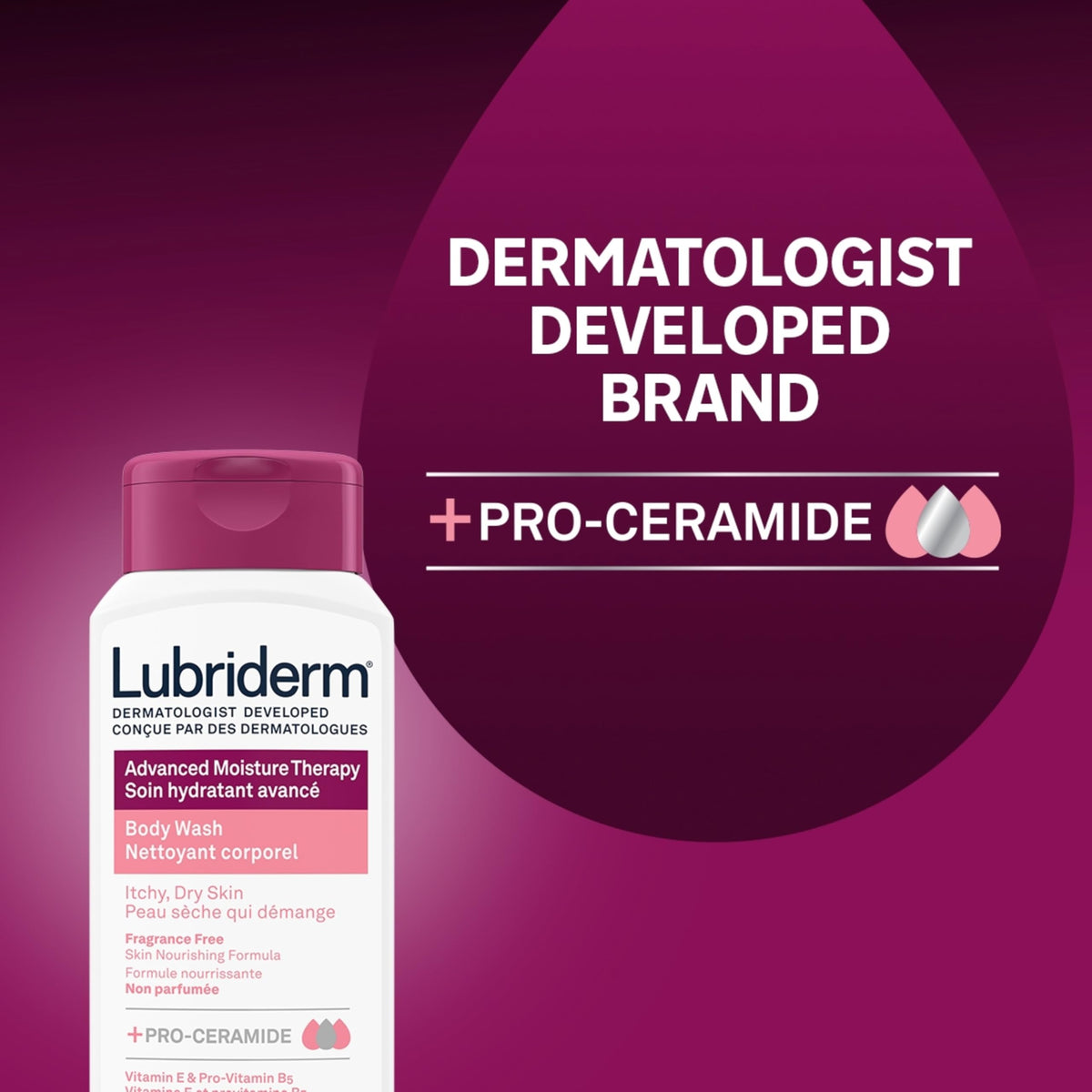 Lubriderm Advanced Moisture Therapy Body Wash, Fragrance Free, 473 mL