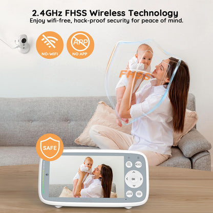 2026 Upgraded Boifun Baby Monitor No Wi-Fi, Baby Camera with 4" 720P IPS Screen, Night Vision, 3X Zoom, Two-Way Audio, Temperature Monitoring, Lullabies, Sound Detection, Just Turn On & Go