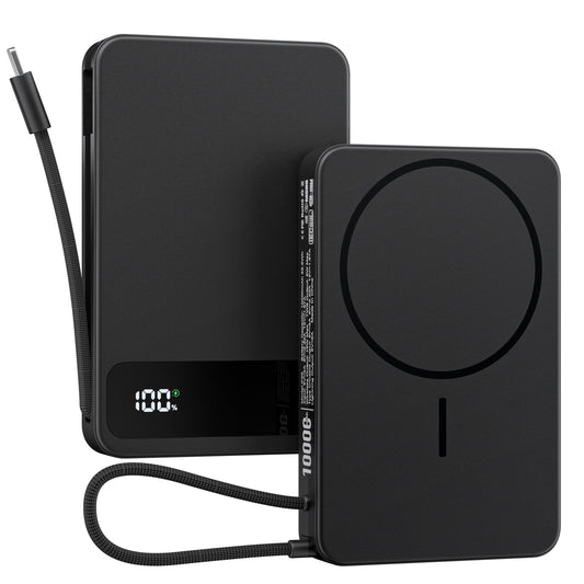 Magnetic Power Bank, 10,000mAh Wireless Portable Charger for Mag-Safe 15W Fast Charging, Battery Pack with USB-C/Lightning Cable 22.5W in/Out for iPhone 17/16/15/14/13/12 Series, AirPods & More - Available at All In One Marketplace Canada