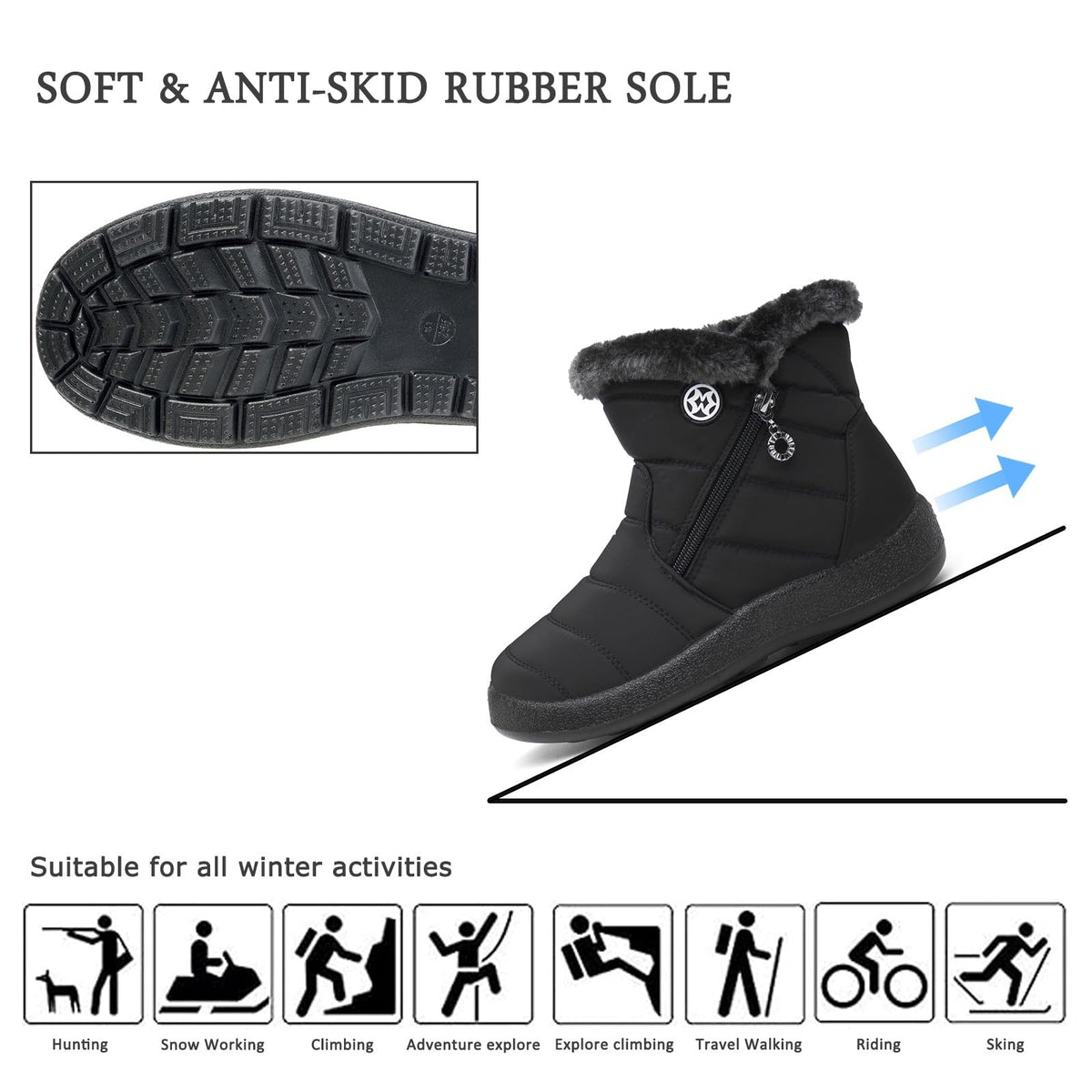 Snow Boots for Women Winter Boots Waterproof, Black A, 7US=38EU 🍁 All In One Marketplace Canada