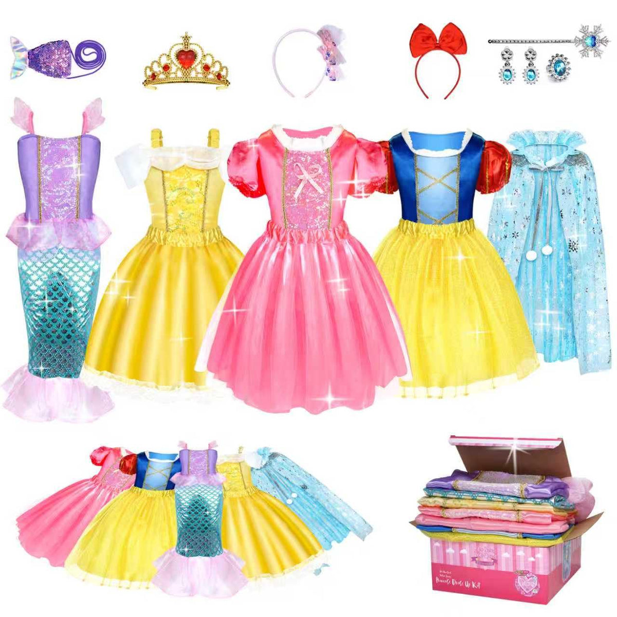 Princess Dress Up for Girls - 5 Princess Outfits,Birthday Gift for 3-6 Year 🍁 All In One Marketplace Canada