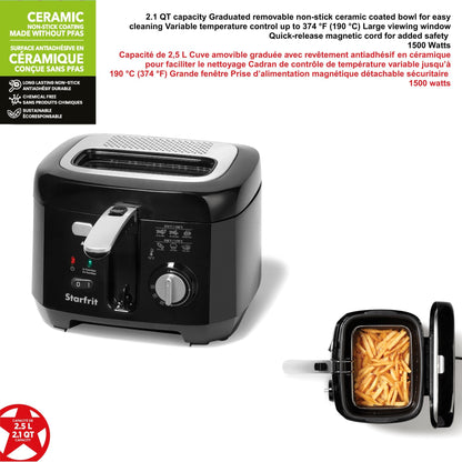 Starfrit Deep Fryer, 2.5L Capacity, Ceramic Bowl, Black Starfrit