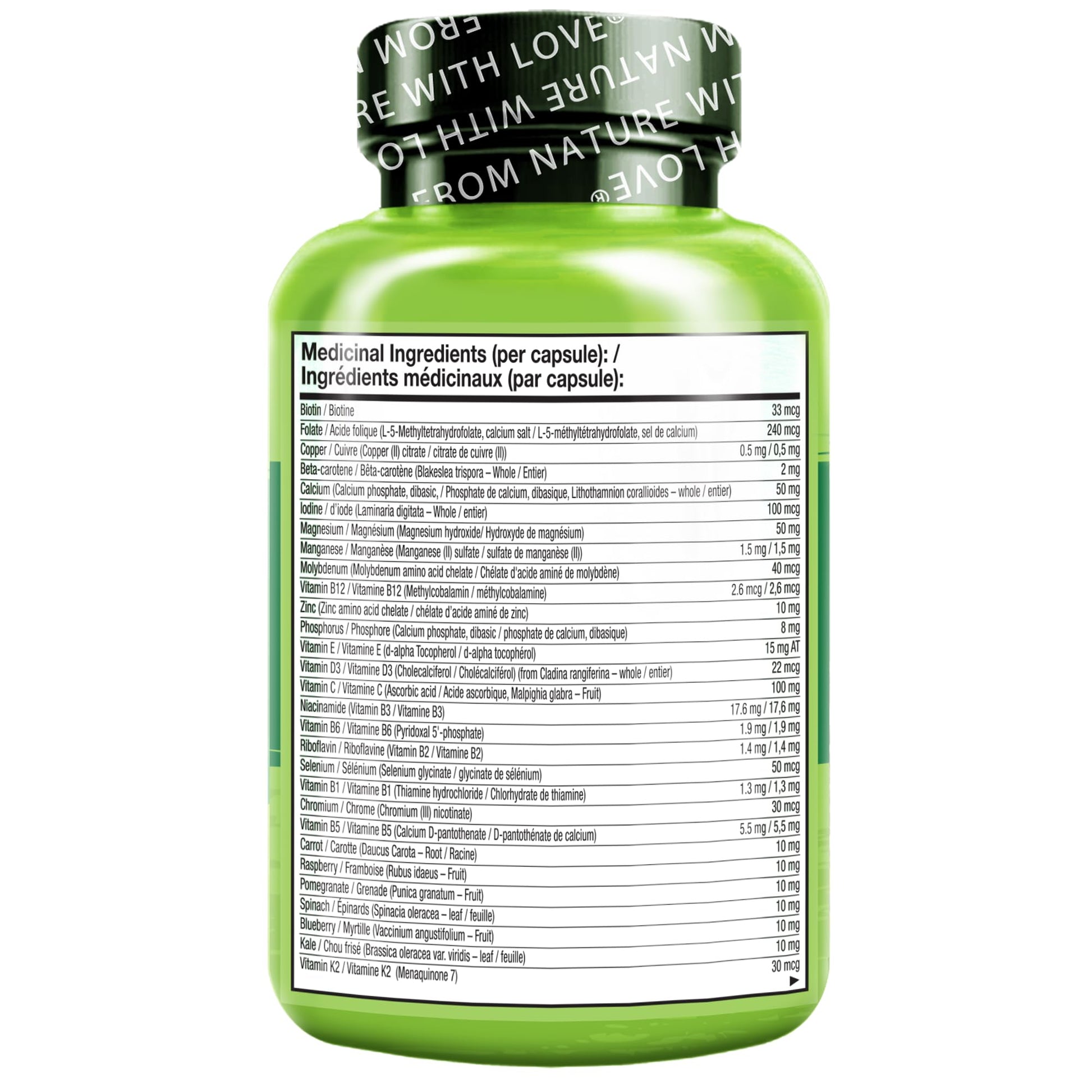 NATURELO Mens Multivitamins - One Daily Multivitamin for Men with Vitamins, Minerals & Organic Whole Foods, Boost Energy & Health, Non-GMO, 120 Vegetarian Capsules - Available at All In One Marketplace Canada