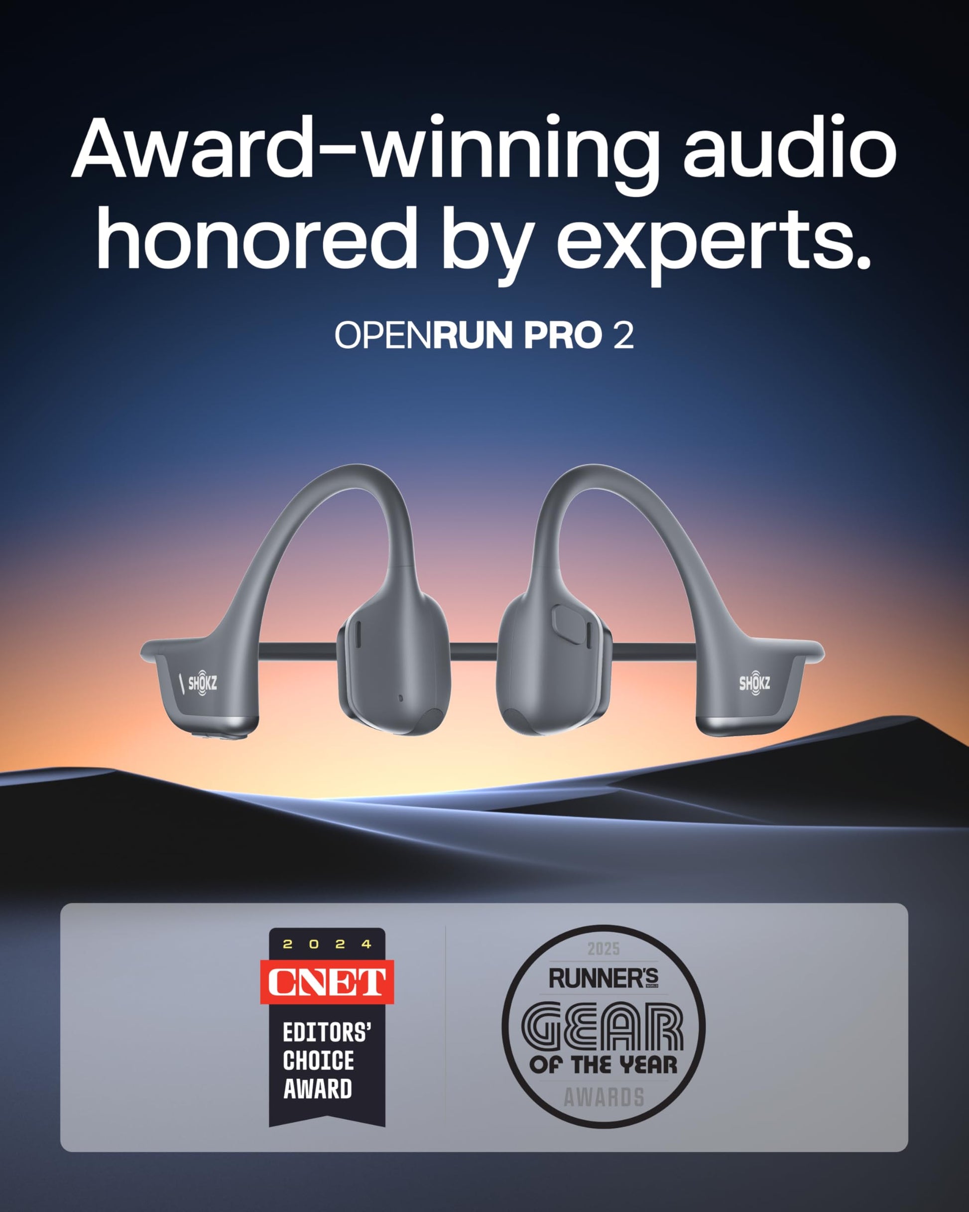 SHOKZ OpenRun Pro 2-Bone Conduction Headphones,Open-Ear Bluetooth Wireless Sport Earphones for Running,Workouts-Sweat Resistant,Comfortable Fit-Deep Bass,Smart Mic,Reflective Strip,Mini,Black