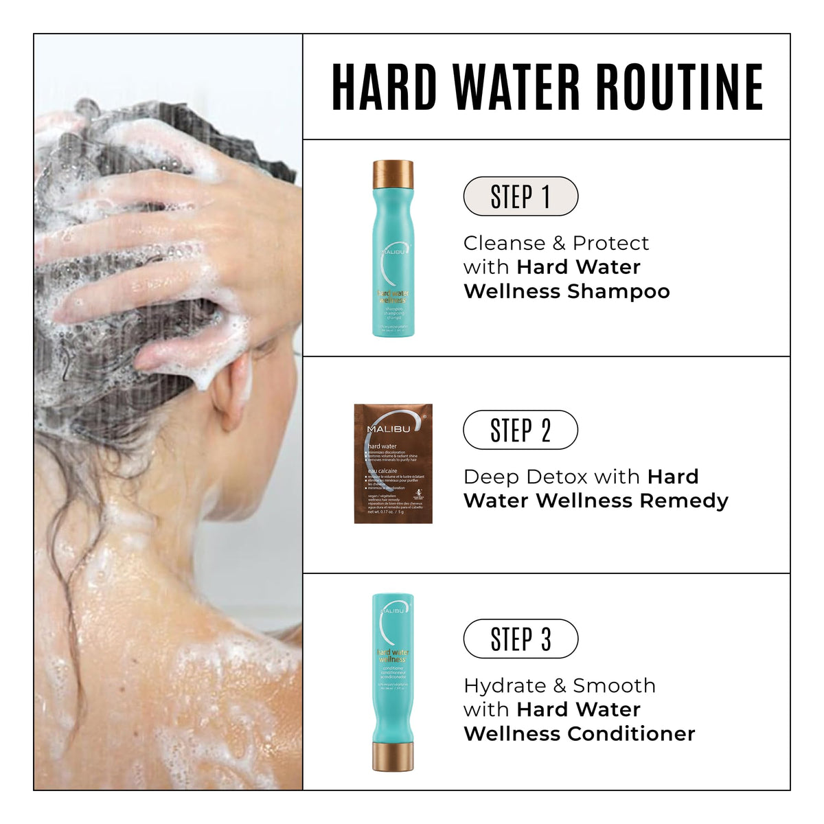 Malibu C Hard Water Hair Clarifying Shampoo - Sulfate Free Chelating Formula for Build Up & Scalp Detox - Removes Minerals, Prevents Discoloration, Restores Shine - Vegan Hair Care Products, 9oz