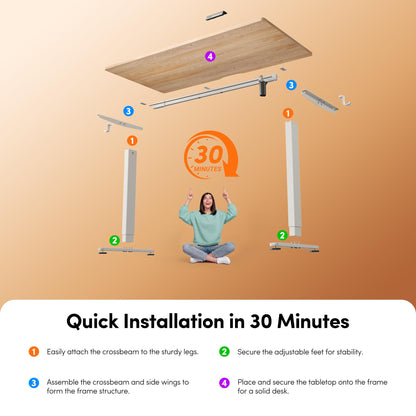 FEZIBO Standing Desk 47 x 24 Inch, Height Adjustable Desk with Memory Buttons, Electric Sit Stand Desk with 7th Gen Lift System, Home Office Table with Splice Board (Maple) - Available at All In One Marketplace Canada