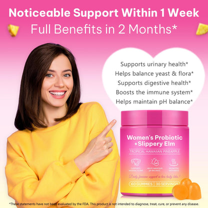 Probiotics Gummies for Women Wellness, Pineapple Flavor, 60 Gummies (1 Pack) - Available at All In One Marketplace Canada