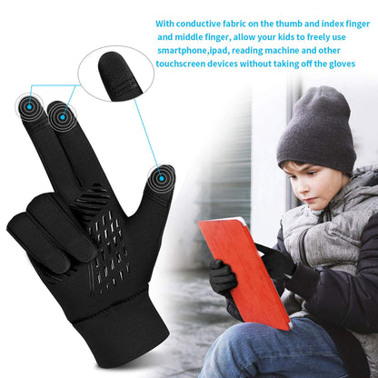 YukiniYa Kids Winter Gloves Back Water Repellent Touchscreen Warm Fleece Anti-slip for Boys Girls 3-15 Years 🍁 All In One Marketplace Canada
