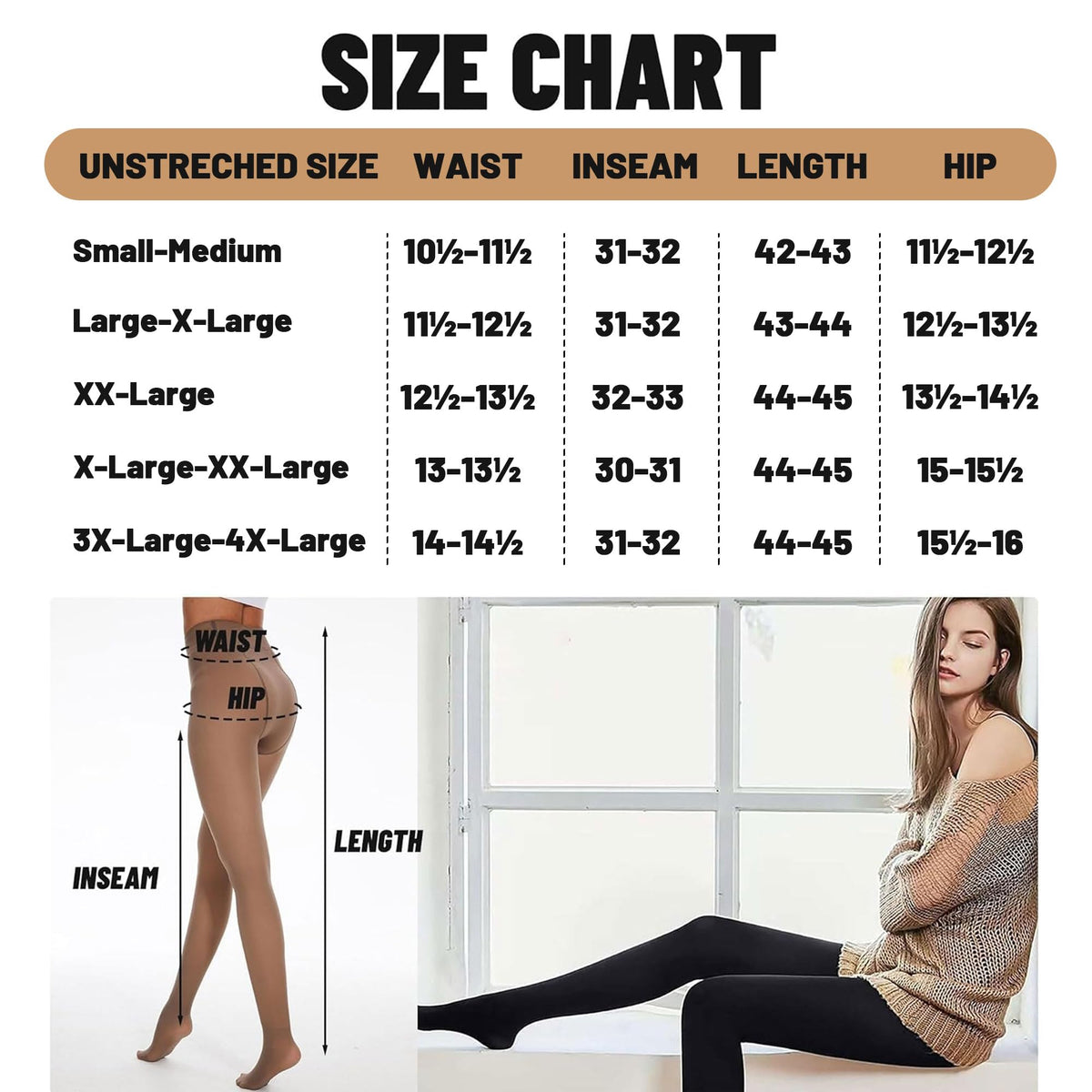 Fleece Lined Tights Women-Thermal Pantyhose Fake Translucent Leggings 🍁 All In One Marketplace Canada