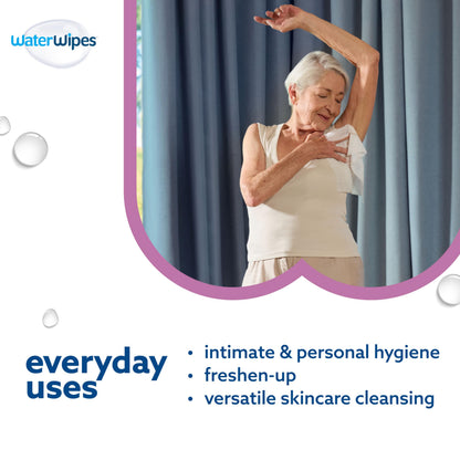 WaterWipes Sensitive+ Body & Intimate Wipes, 3-In-1 Cleans, Cares, Protects, 99.9% Water, Unscented & Hypoallergenic Hygiene Wet Wipes, Adult Care, 90 Wipes (3 Packs) WaterWipes