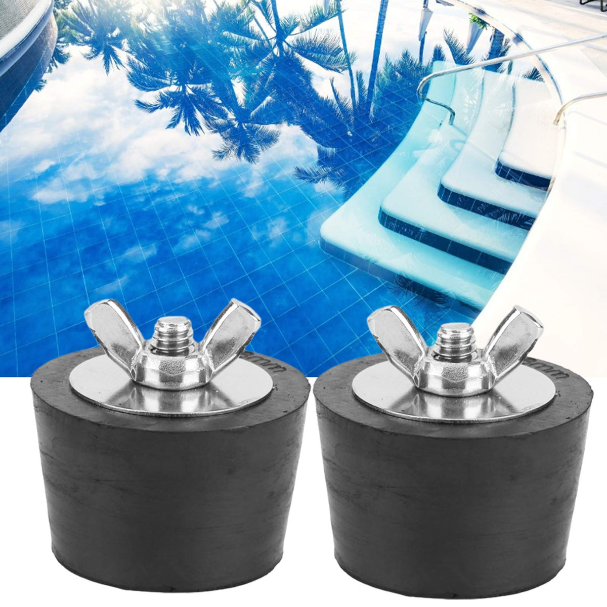 Winterizing Plug, 2PCS 1.5in Rubber Stopper Winter Plugs Swimming Pool Winter Expansion Plug, Heavy Duty Rubber Plugs with SS Screw Stainless Steel Bolts for Bathtub Spa Pipework Bathroom Sink Drains 🍁 All In One Marketplace Canada