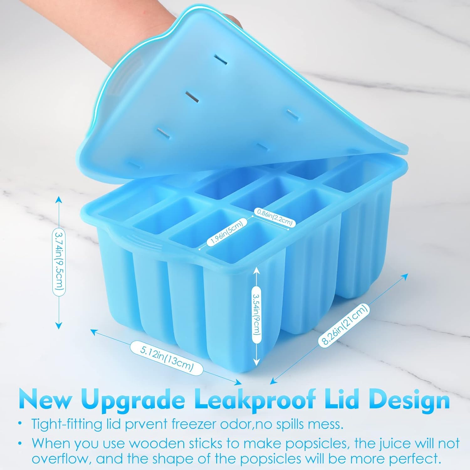 POLCANUR Popsicle Molds Silicone BPA-Free,12 Pieces Popsicle Trays for Freezer,Homemade Ice Cream Popsicle Molds,Large Ice Pop Maker Set,Reusable Ice Lolly Mould with 50PCS Popsicle Sticks - Available at All In One Marketplace Canada