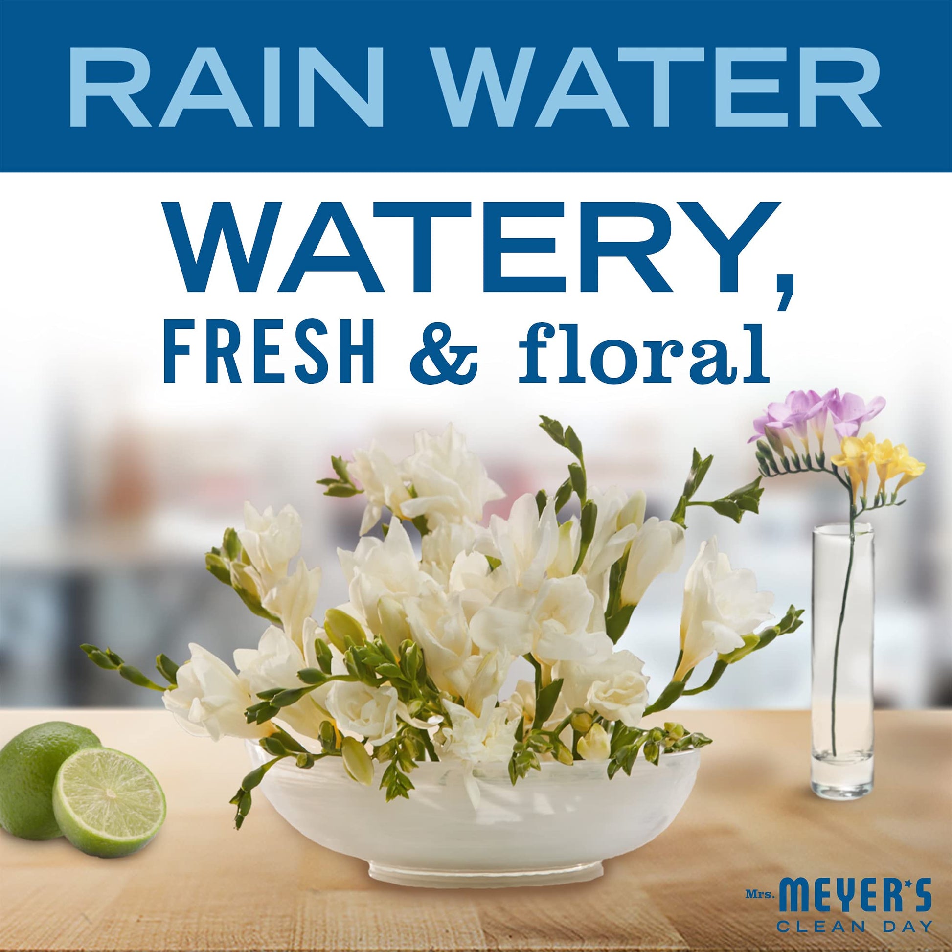 Mrs. Meyer's Clean Day Liquid Hand Soap, Rain Water, Cruelty Free & Biodegradable Hand Wash Formula Made with Essential Oils, 370 ml Bottles, 4 Pack MRS. MEYER'S