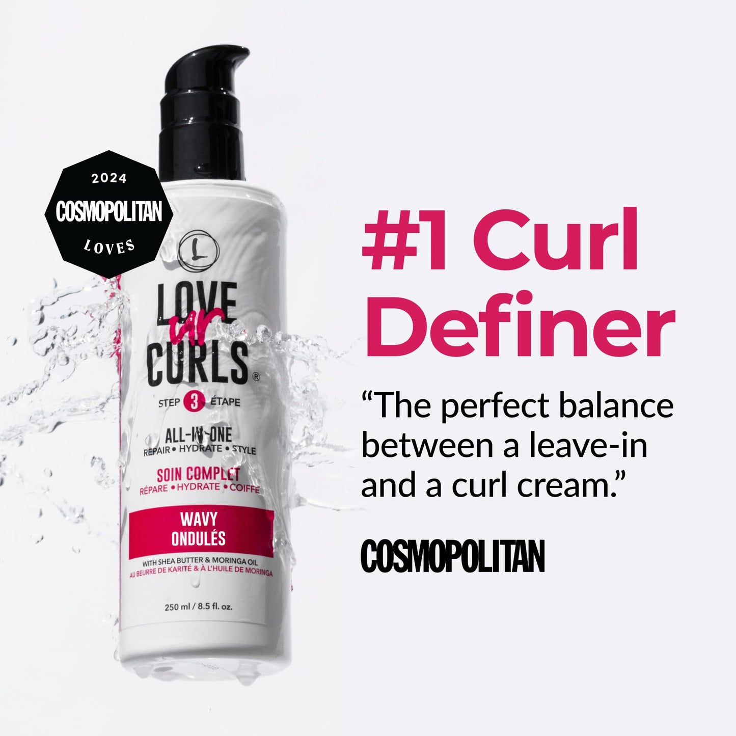 Love Ur Curls - All in One Curl Cream Styler, Curling Cream for Wavy Hair, Repair, Define, Hydrate & Style, Anti Frizz with Shea Butter, 250mL - Available at All In One Marketplace Canada