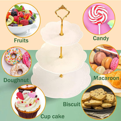PowerKing 3 Tier Cupcake Stand Cake Stand - Plastic Tiered Serving Tray for Desserts, Candy, and Treats - Perfect for Wedding, Birthday, Tea Party (Round, 2 Pack) 🍁 All In One Marketplace Canada