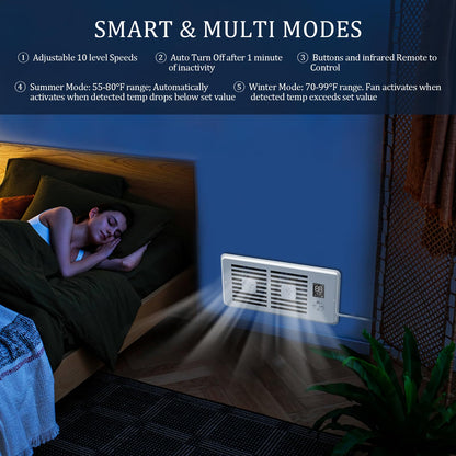SoulBay 4"x10" Register Booster Fan for Air Vent with Remote & Thermostat 🍁 All In One Marketplace Canada