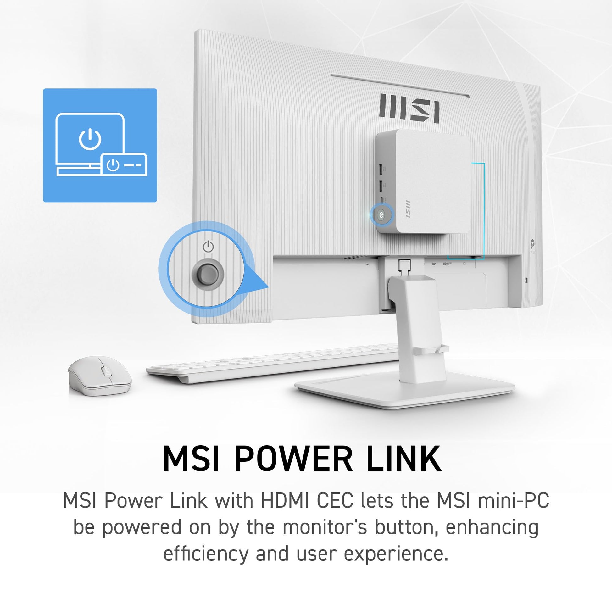 MSI PRO MP243W E14 24-inch IPS 1920 x 1080 (FHD) Computer Monitor, 144Hz, Adaptive-Sync, HDR Ready, HDMI, Display Port, VESA Mountable, Tilt, 4-Side Slim Bezel, 1ms, White MSI