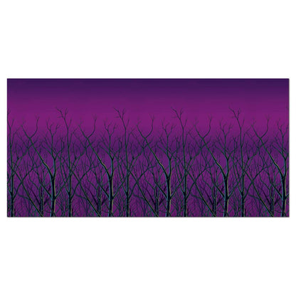 Beistle Spooky Forest Treetops Wall Backdrops, 4' x 30', 2 Pack - Purple Halloween Decoration, Photo Backdrop, Easy to Adhere Wall Covering
