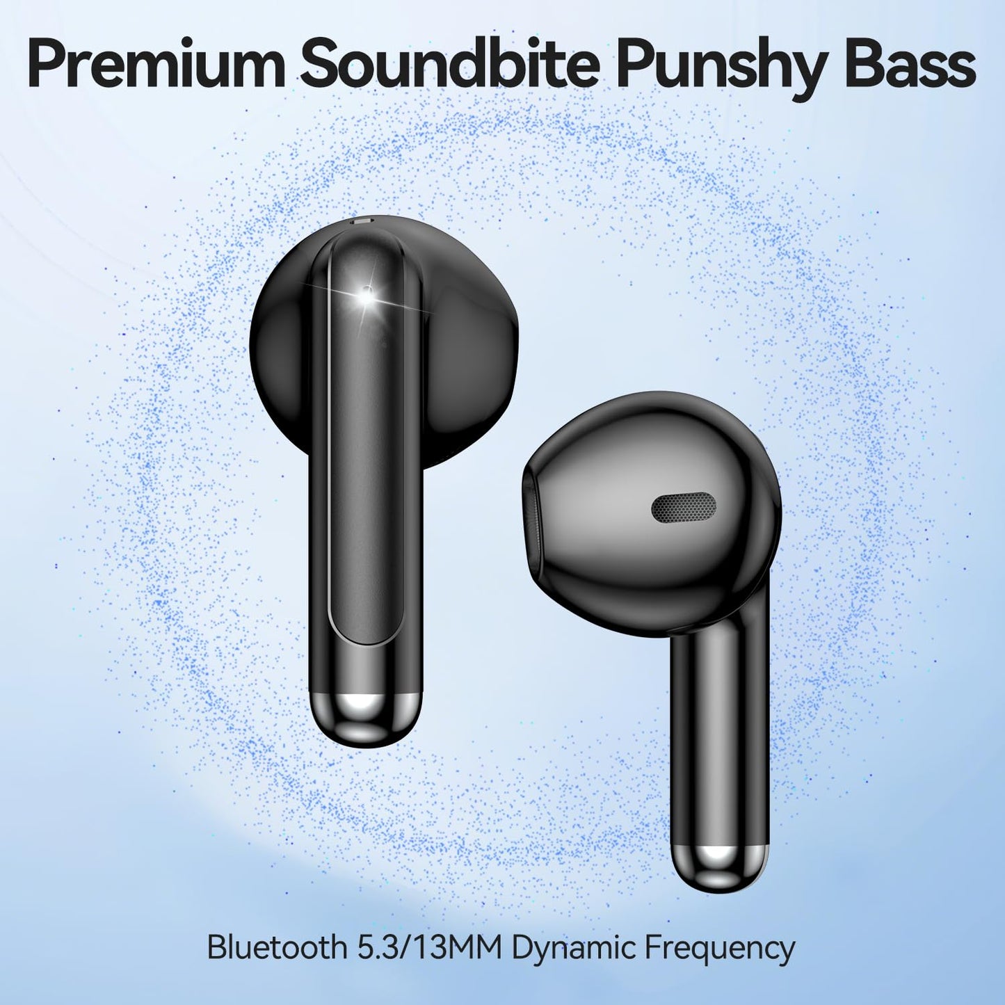Wireless Earbuds, Bluetooth 5.4 in-Ear Headphones Wireless Bluetooth with ENC 4 Mics, Bluetooth Earbuds 50 Hour Noise-Cancelling Ear Buds with LED Indicator, IPX7 Waterproof for Sports/Work Black