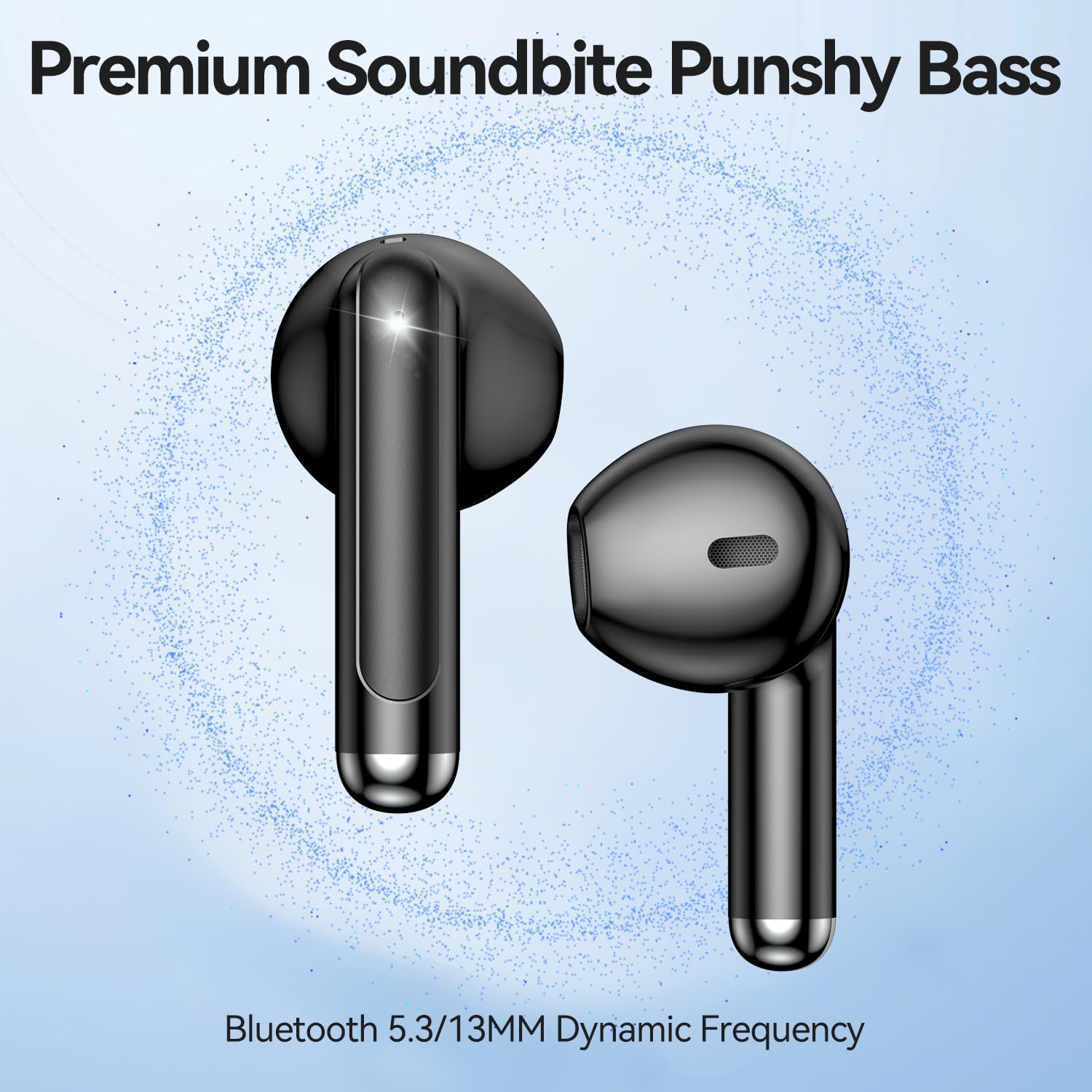 Wireless Earbuds, Bluetooth 5.4 in-Ear Headphones Wireless Bluetooth with ENC 4 Mics, Bluetooth Earbuds 50 Hour Noise-Cancelling Ear Buds with LED Indicator, IPX7 Waterproof for Sports/Work Black