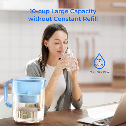 Waterdrop PT-07B Water Filter Pitcher, 10-Cup, NSF Certified Water Filter Pitcher, 200-Gallon Long-Life Filter, Reduces PFOA/PFOS and Chlorine, 5X Longer Filter Life, Blue 🍁 All In One Marketplace Canada