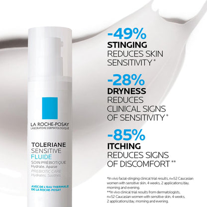 La Roche-Posay Face Moisturizer for Oily, Sensitive Skin, Toleriane Sensitive Fluid Hydrating Gel Cream with Niacinamide & Ceramides, Alcohol Free, Fragrance Free & Recommended by Dermatologists, 40mL