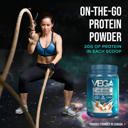 Vega Protein + Supergreens Vegan Plant Based Protein Powder – 20g Organic Pea Protein, Dairy-free, Healthy Breakfast Shake – Coconut Almond, 18 Servings, 518 grams (Pack of 1)