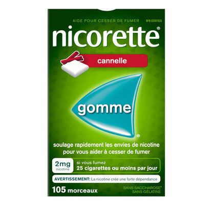 Nicorette 2mg Nicotine Gum, Cinnamon – Quit Smoking Aid with Fast Craving & Withdrawal Relief, Nicotine Replacement Therapy (NRT), 105 Pieces Nicorette
