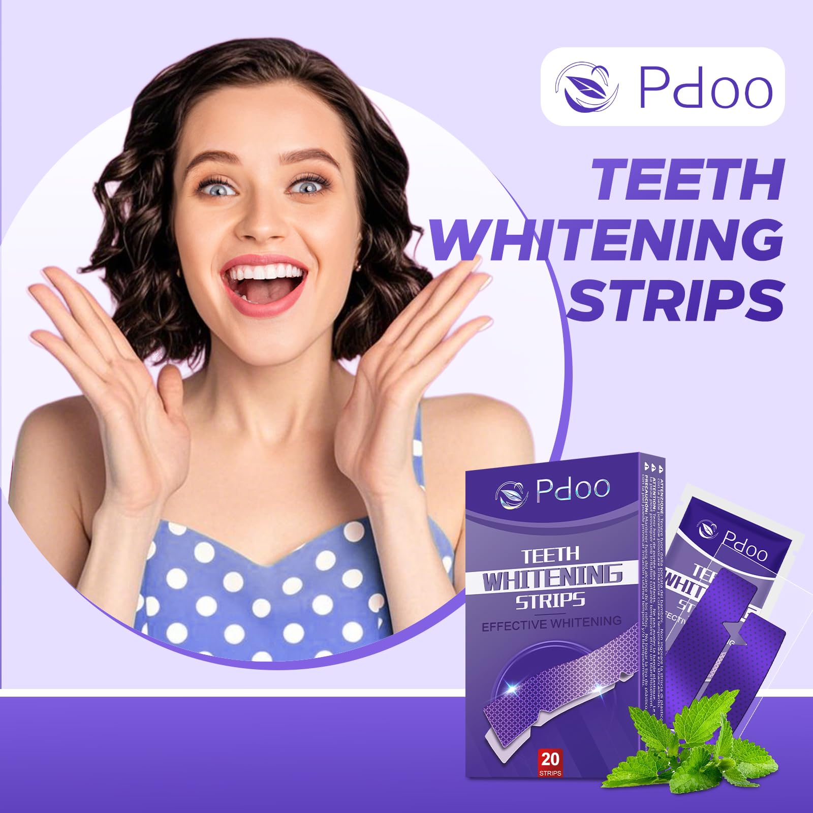 Purple Teeth Whitening Strip 20 Non-Slip Strips - Whitening for Teeth Sensitive, Professional Teeth Whitening Strips, Fast Remove Smoking, Coffee, Wine Stains, Teeth Whitening Kit Pack - Available at All In One Marketplace Canada