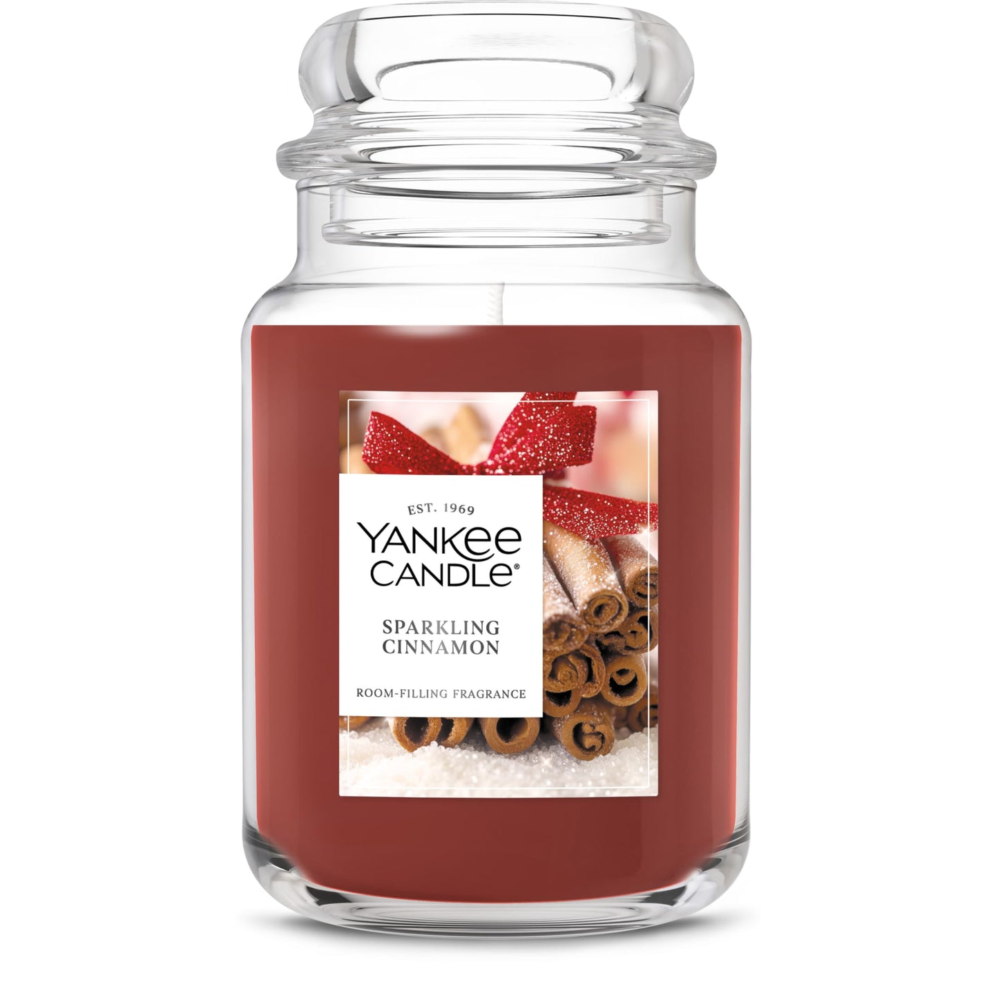 Yankee Candle Large Jar Scented Candle with up to 150 Hour Burn Time, Premium Plant Wax Blend for Cleaner Consistent Burn and Room Filling Fragrance, 22 oz, Sparkling Cinnamon Yankee Candle