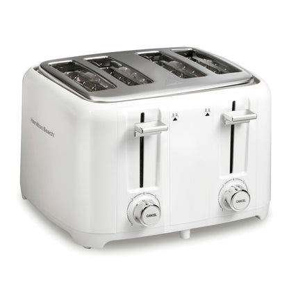 Hamilton Beach 4-Slice Toaster, White, Extra-Wide Slot Toaster with Shade Selector, Cancel Function, Toast Boost, Auto Shutoff, Removable Crumb Tray, 24218