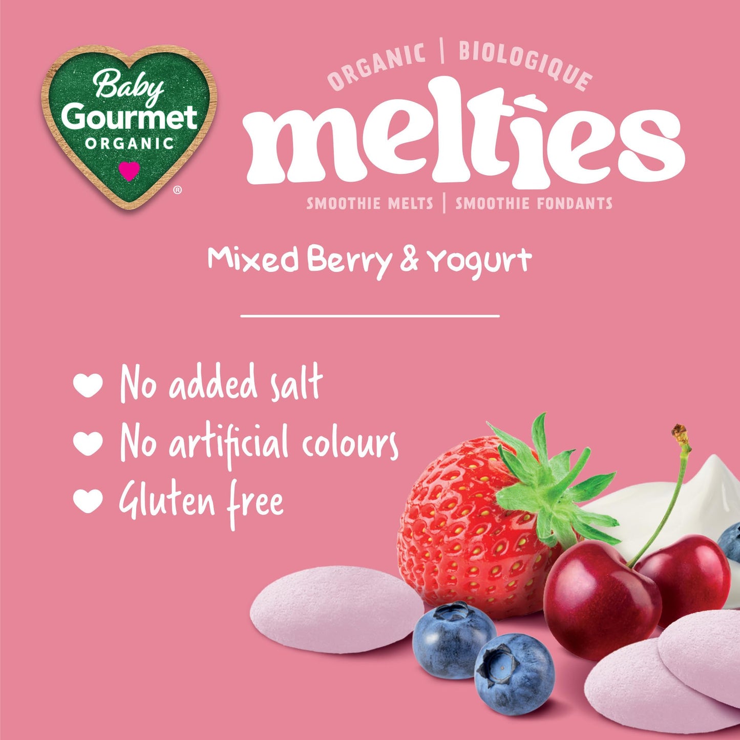 Baby Gourmet Organic Meltable Mushies Banana Berry with Greek Yogurt, 23g (Pack of 8) Baby Gourmet