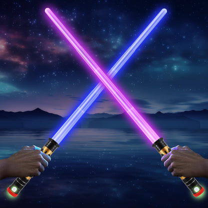 Light Up Saber 3 Color Changing LED Dual Swords, FX Sound Telescopic Handle for Galaxy War Fighter Warriors, Halloween Party, Christmas Birthday Present 2 Pack 🍁 All In One Marketplace Canada